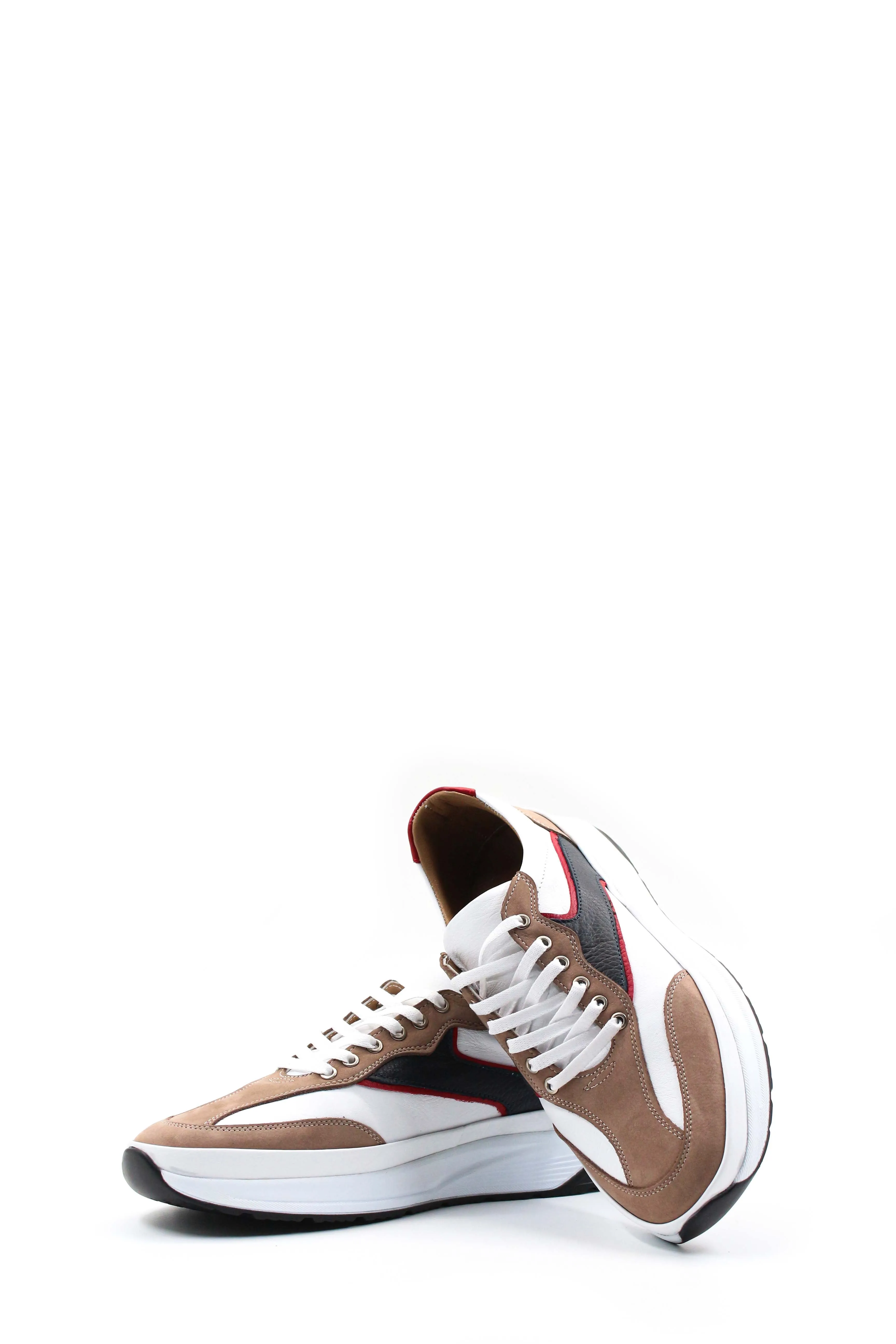 Men's Beige Black and Red Leather Sneakers with White Sole - Wessi sold by Wessi product image thumbnail 5