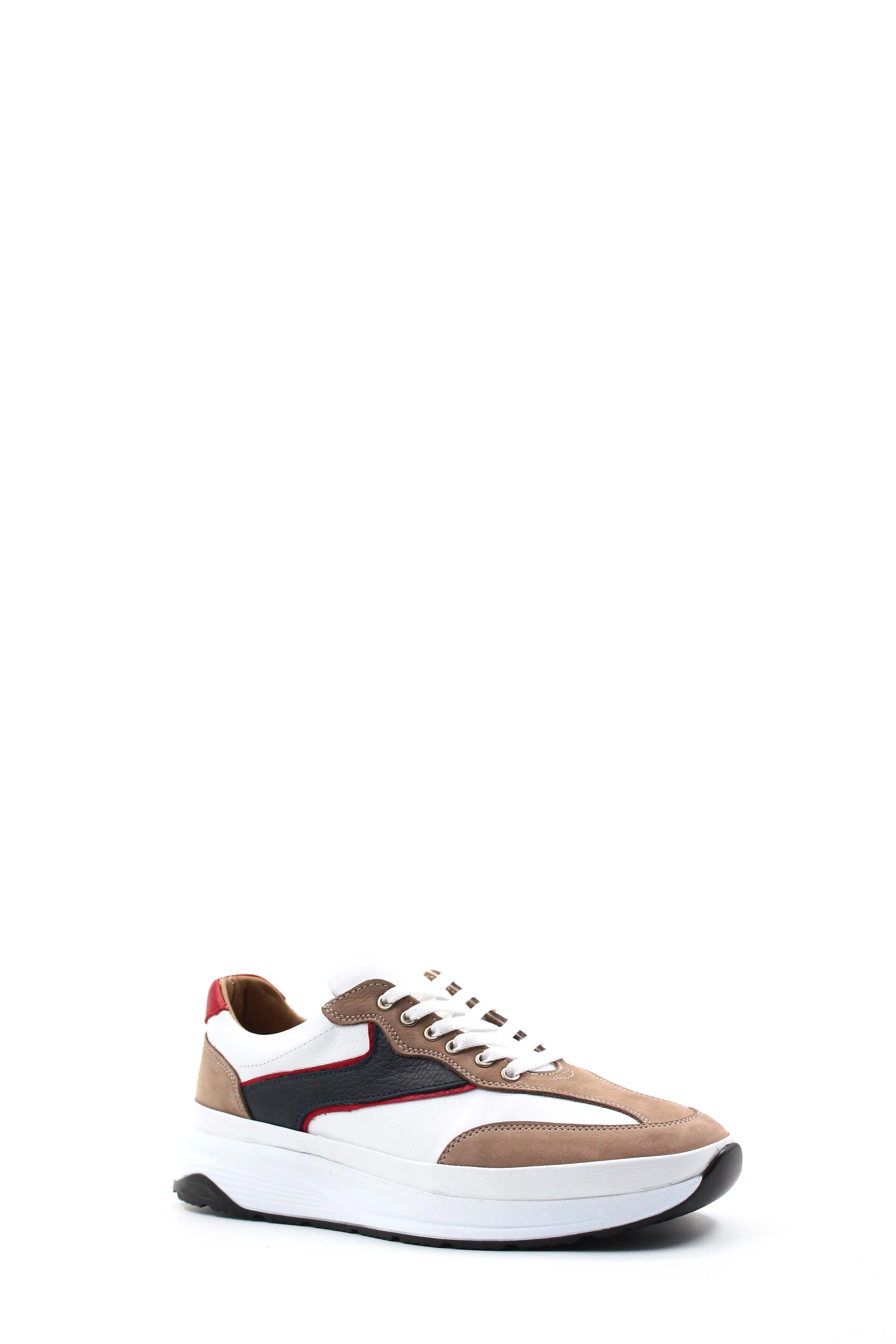 Men's Beige Black and Red Leather Sneakers with White Sole - Wessi sold by Wessi product image thumbnail 3