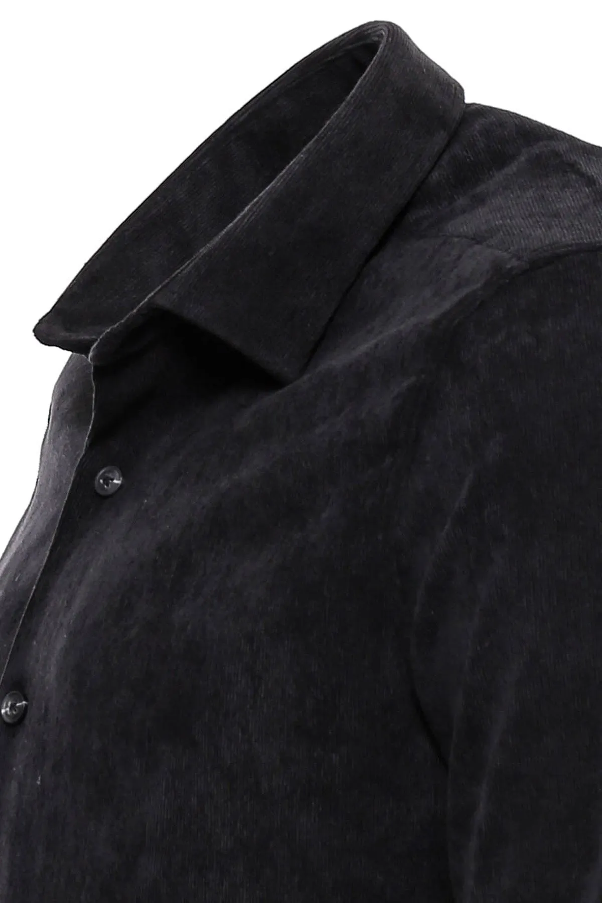 Black Long Sleeves Velvet Men's Shirt - Wessi sold by Wessi product image thumbnail 2