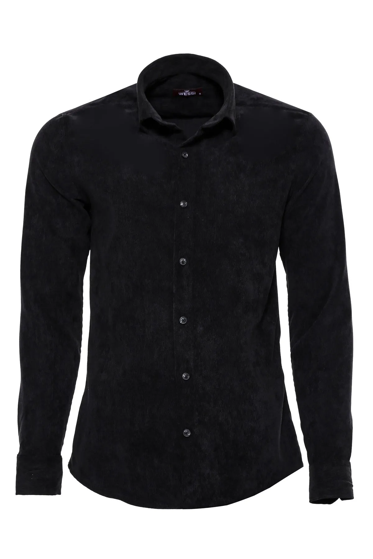 Black Long Sleeves Velvet Men's Shirt - Wessi sold by Wessi