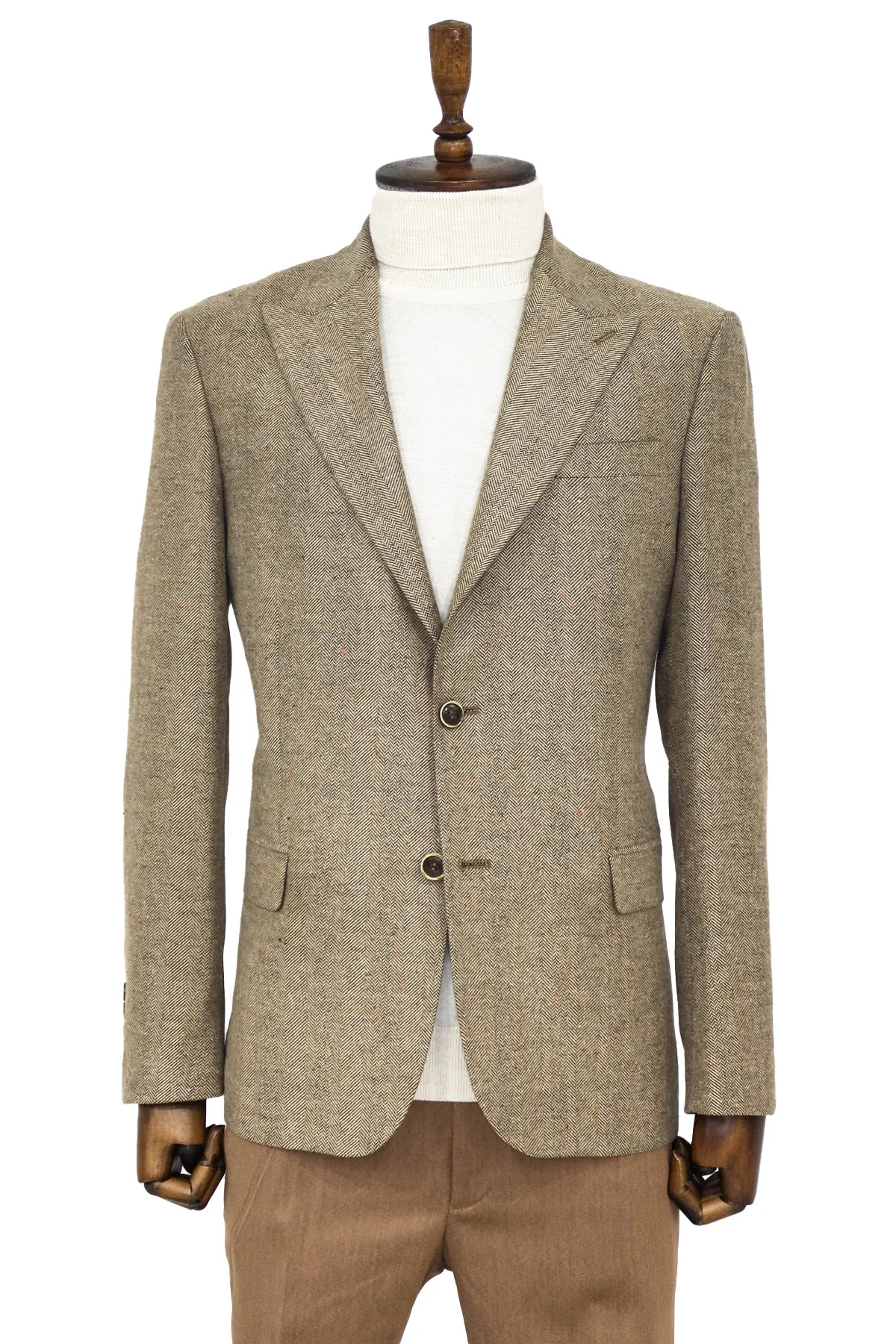 Houndstooth Pattern Wool Cream Men Blazer - Wessi sold by Wessi