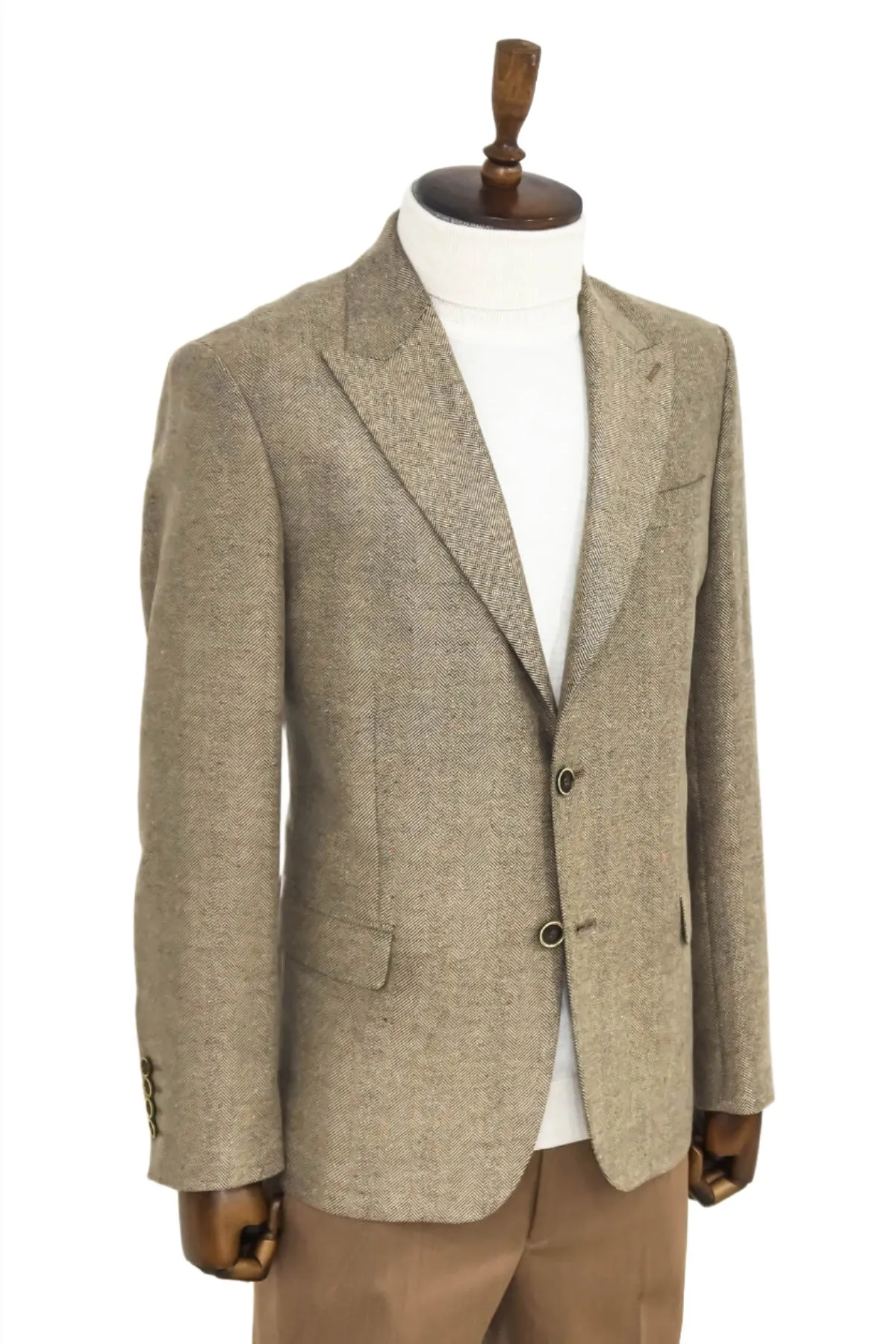 Houndstooth Pattern Wool Cream Men Blazer - Wessi sold by Wessi product image thumbnail 5