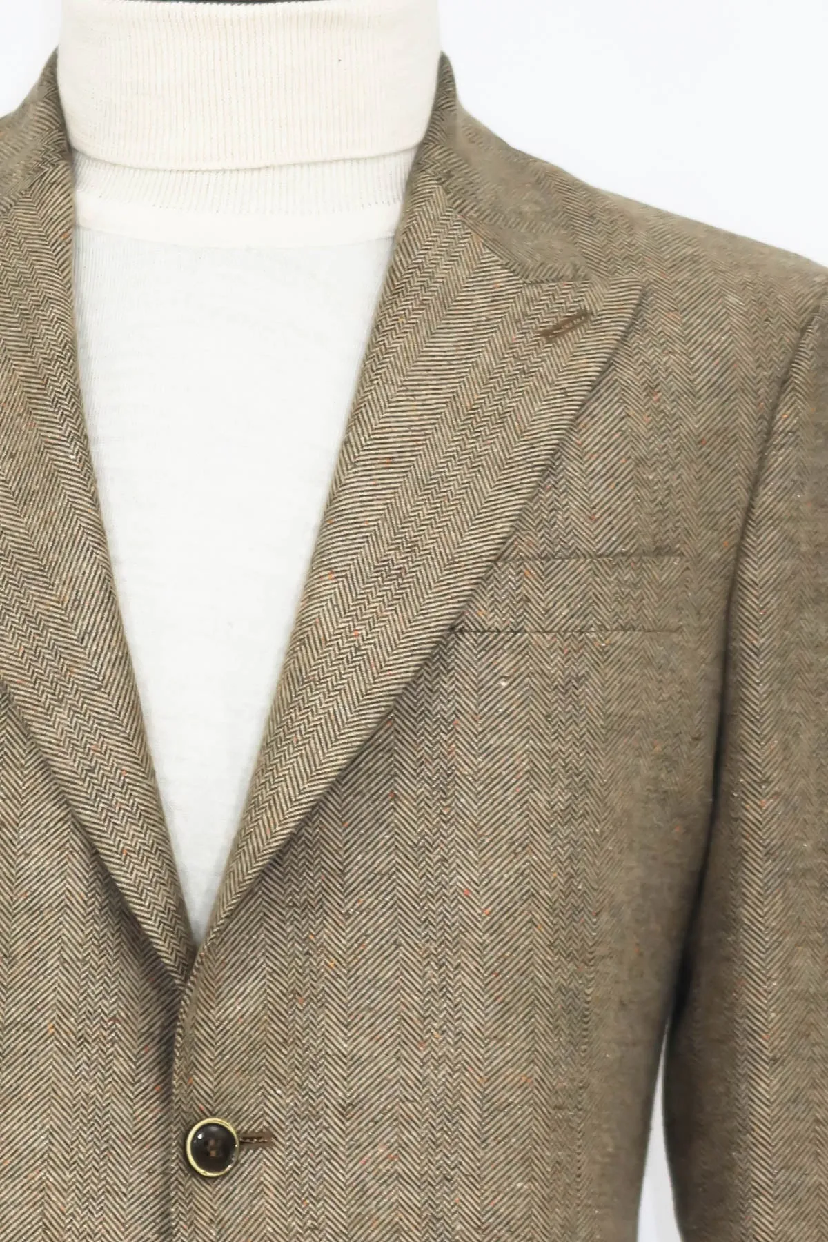 Houndstooth Pattern Wool Cream Men Blazer - Wessi sold by Wessi product image thumbnail 2