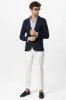 Men's Navy Blue Textured Plain Blazer - Wessi sold by Wessi