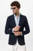 Men's Navy Blue Textured Plain Blazer - Wessi sold by Wessi