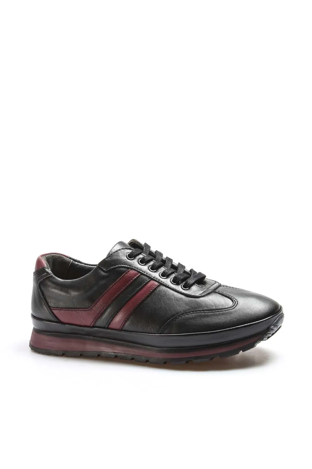 Men's Black and Burgundy Leather Sneakers - Wessi sold by Wessi product image thumbnail 3