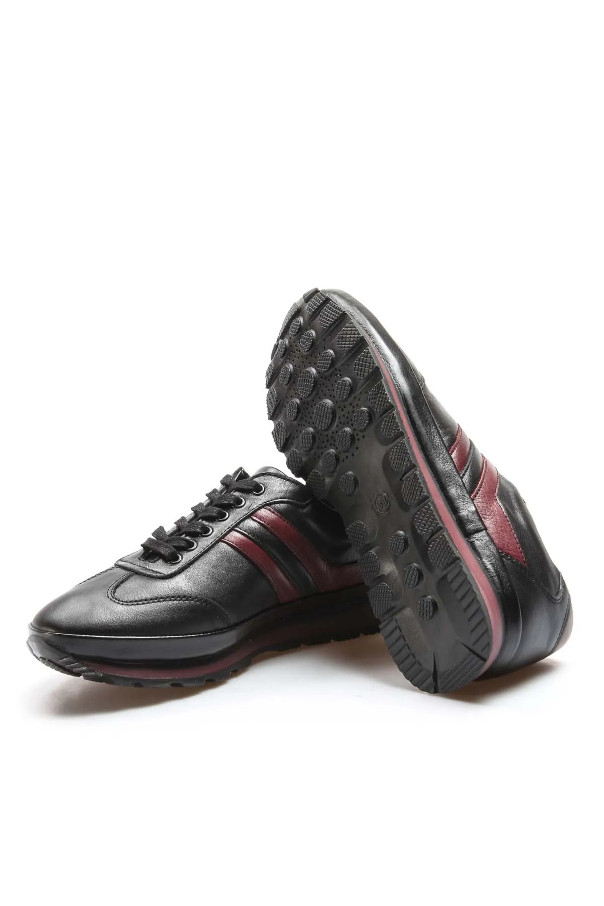 Men's Black and Burgundy Leather Sneakers - Wessi sold by Wessi product image thumbnail 4