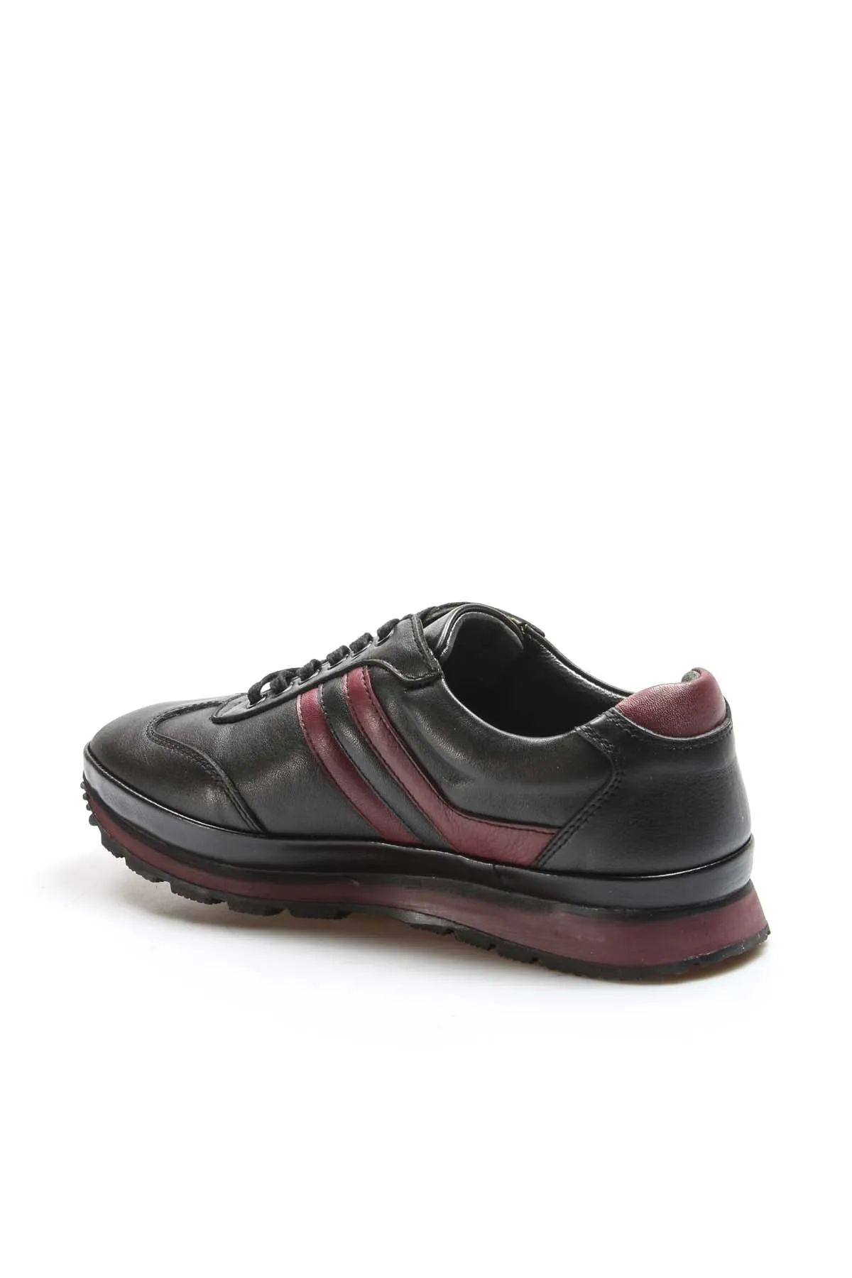 Men's Black and Burgundy Leather Sneakers - Wessi sold by Wessi product image thumbnail 2