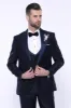Double Breasted Satin Lapel Navy Blue Men Tuxedo - Wessi sold by Wessi