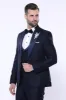 Double Breasted Satin Lapel Navy Blue Men Tuxedo - Wessi sold by Wessi