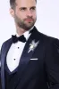 Double Breasted Satin Lapel Navy Blue Men Tuxedo - Wessi sold by Wessi
