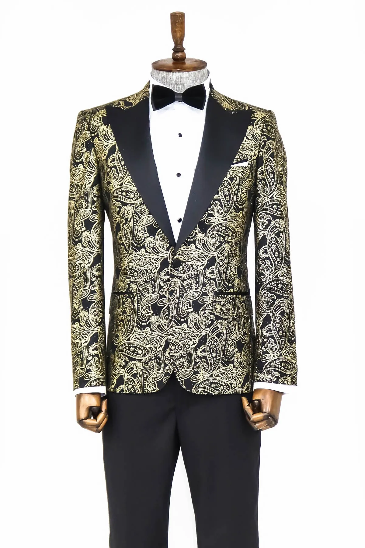 Paisley Peak Lapel Black Men Dinner Tuxedo Jacket - Wessi sold by Wessi product image thumbnail 3