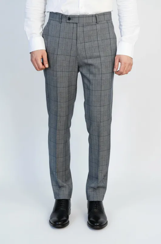 Light Blue Grey Plaid Fabric Trousers – Wessi sold by Wessi