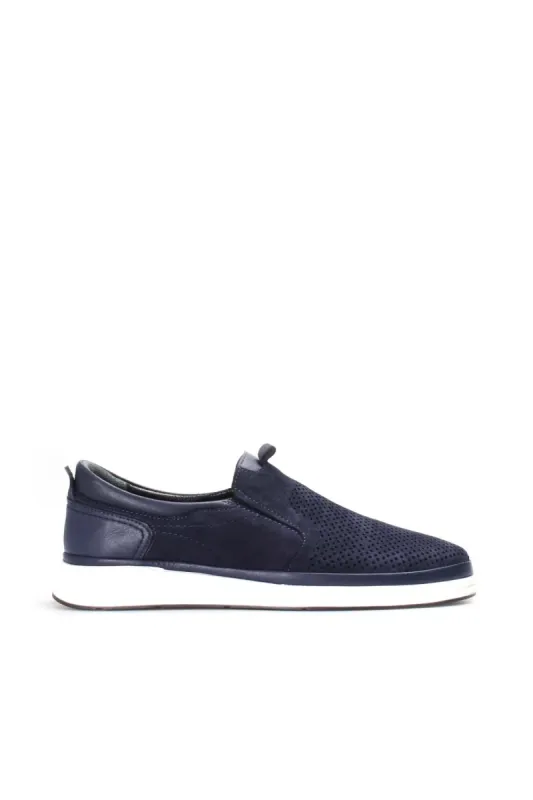 Navy Perforated Slip-On Loafers-Wessi sold by Wessi