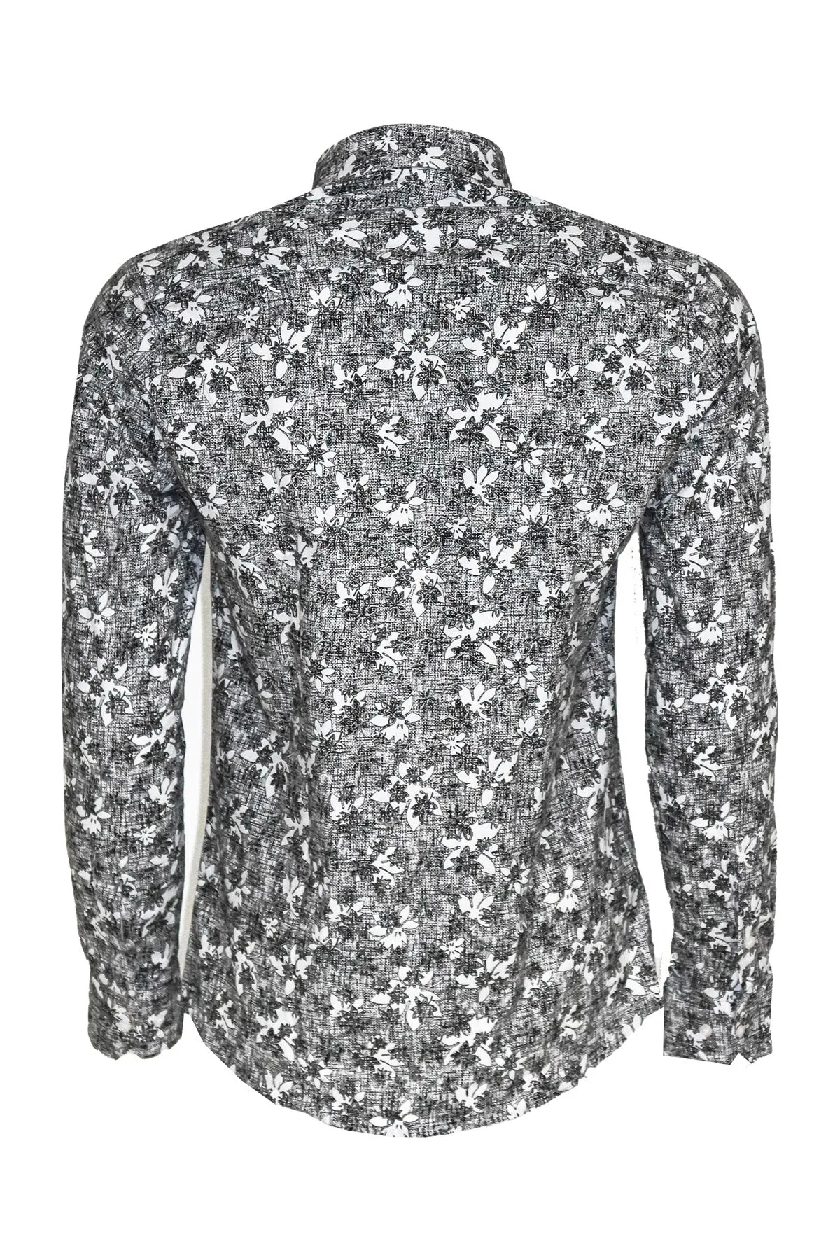 Bloom Patterned Dark Slim Fit Grey Men Shirt - Wessi sold by Wessi product image thumbnail 4