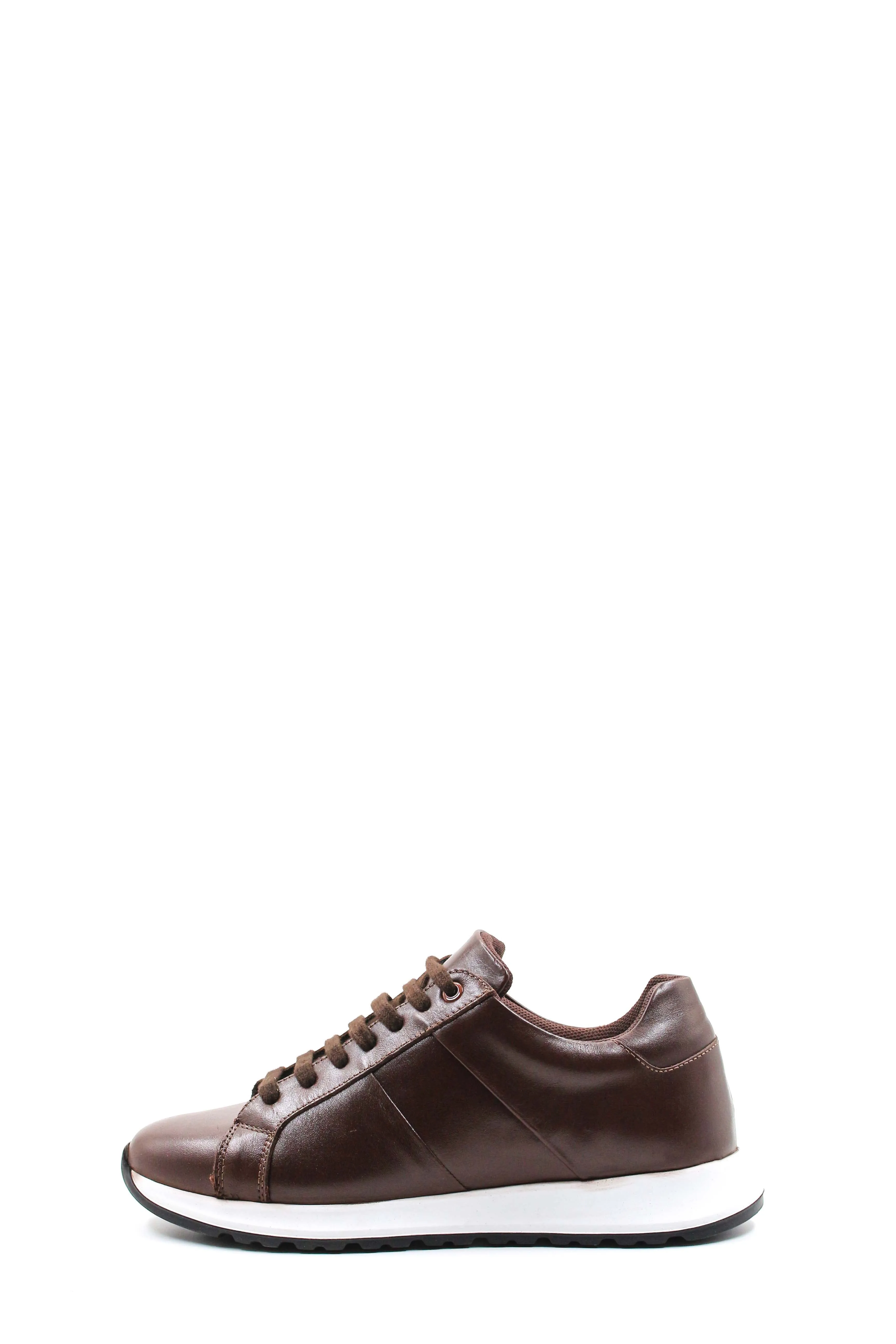 Men's Brown Leather Sneakers with Contrast Sole - Wessi sold by Wessi product image thumbnail 2