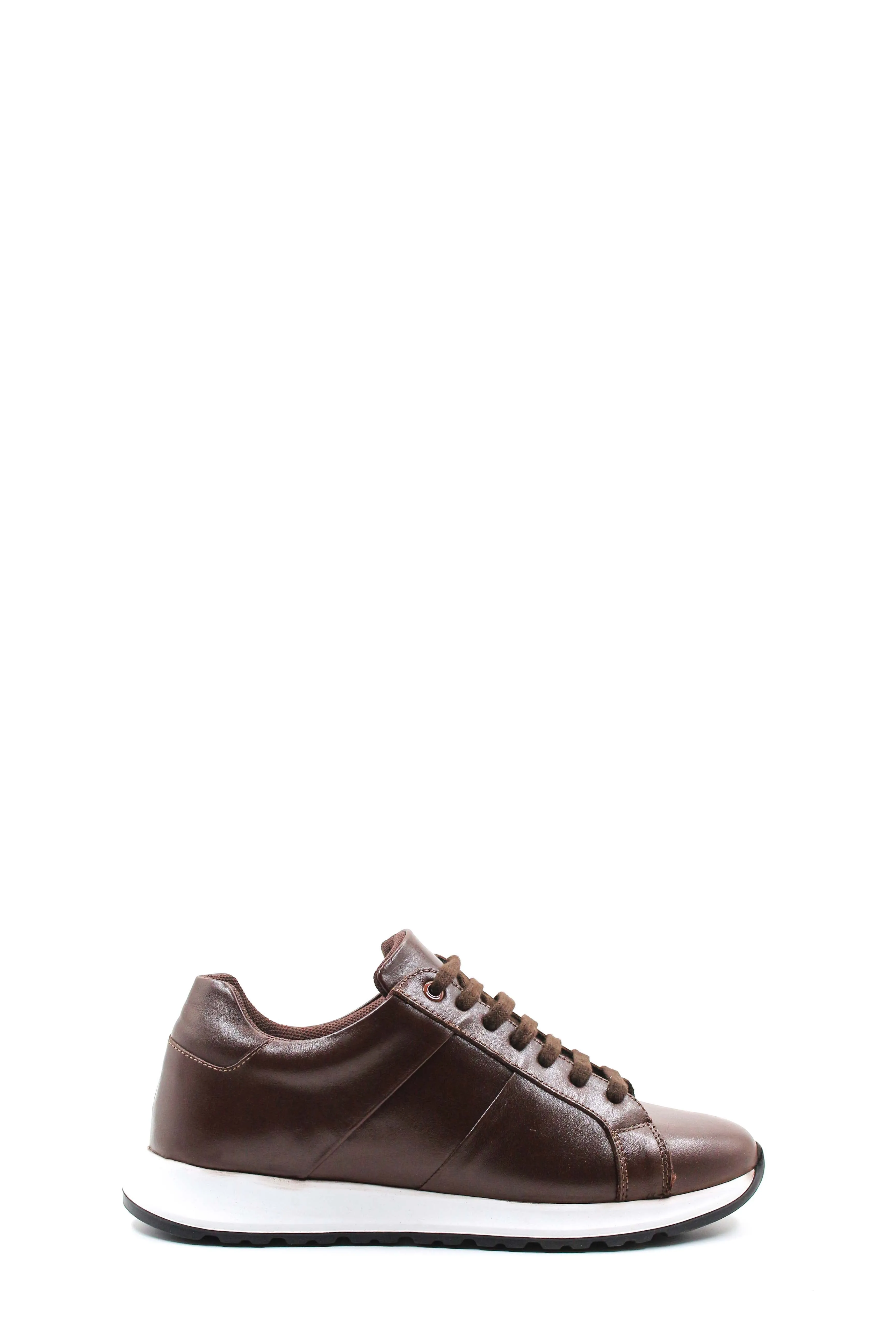 Men's Brown Leather Sneakers with Contrast Sole - Wessi sold by Wessi