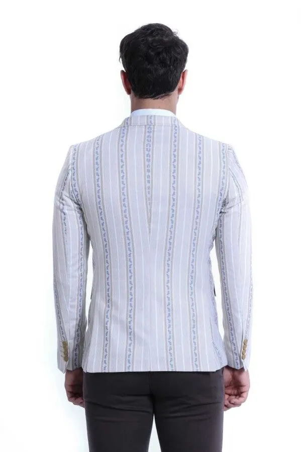 Stripped Beige Slim Fit Blazer - Wessi sold by Wessi product image thumbnail 4