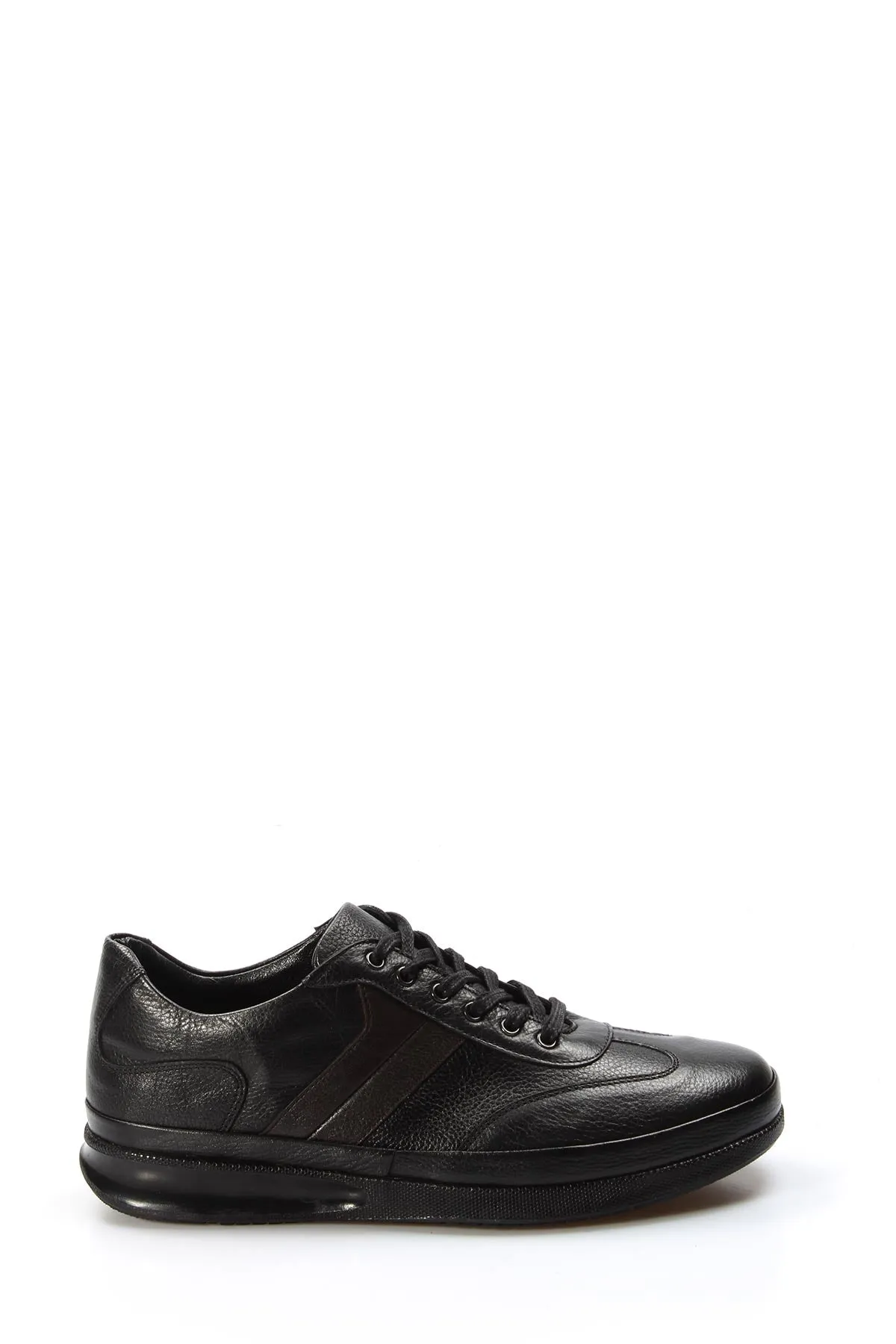 Men's Black Leather Sneakers with Padded Collar and Cushioned Sole - Wessi sold by Wessi product image thumbnail 2
