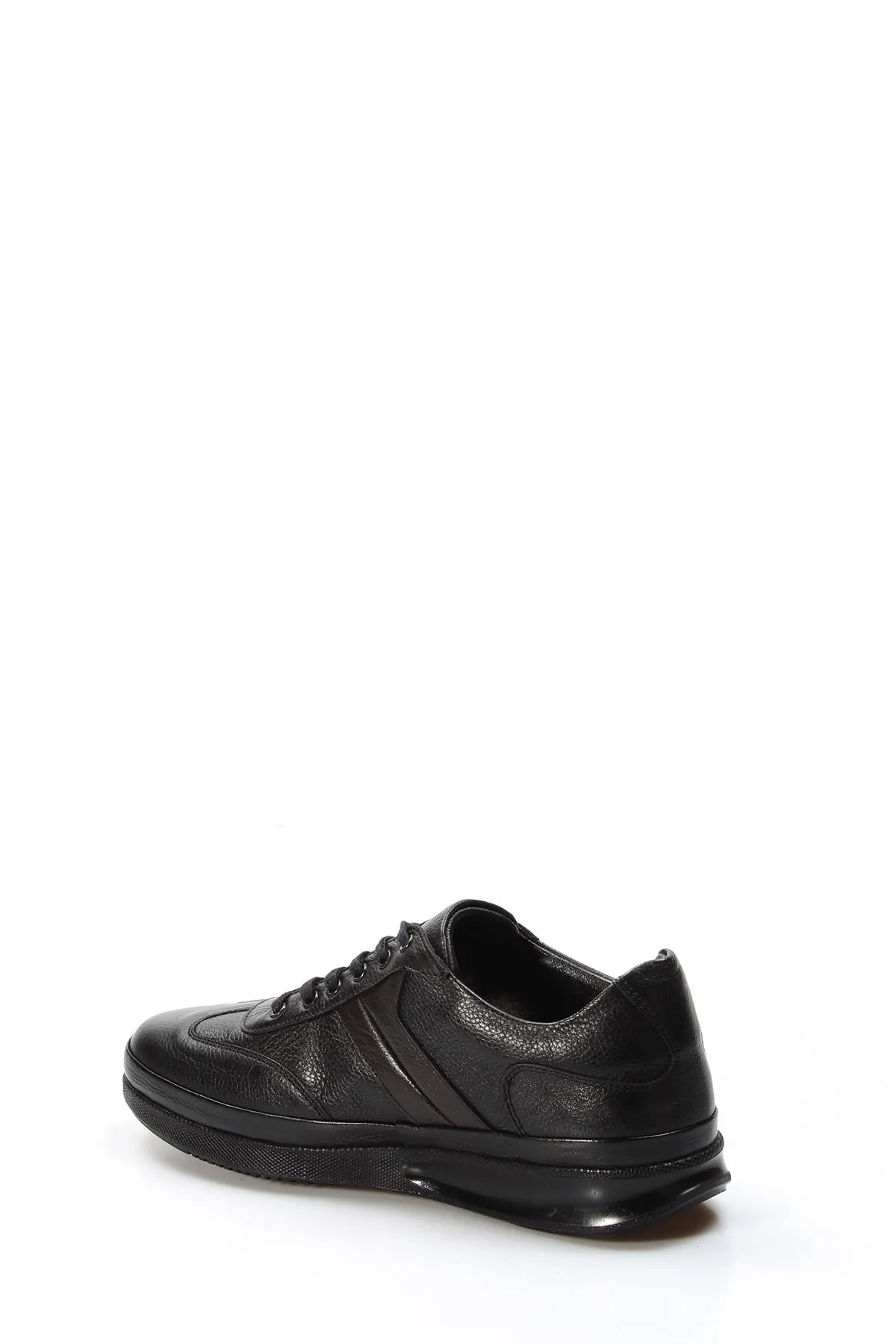 Men's Black Leather Sneakers with Padded Collar and Cushioned Sole - Wessi sold by Wessi product image thumbnail 3
