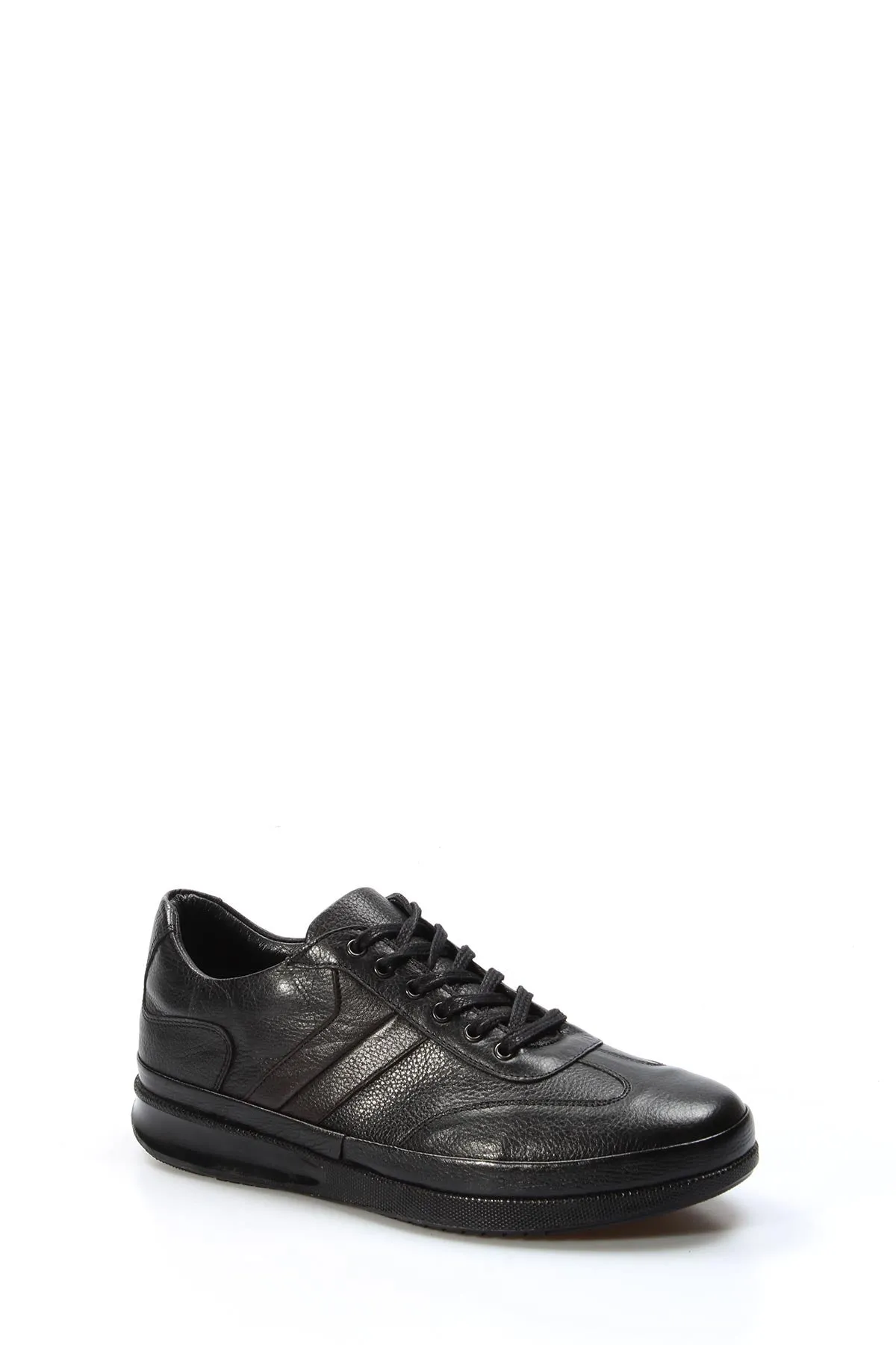 Men's Black Leather Sneakers with Padded Collar and Cushioned Sole - Wessi sold by Wessi product image thumbnail 4