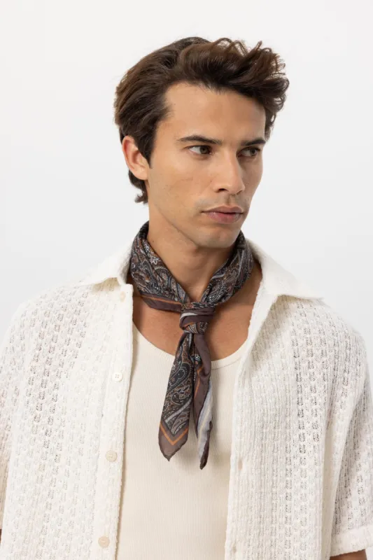 Men's Brown Ethnic Patterned Scarf - Wessi sold by Wessi