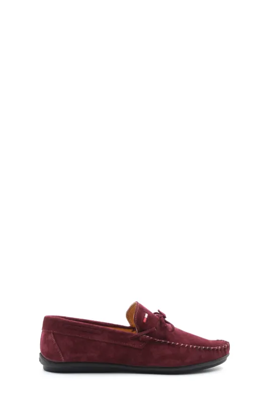 Men's Burgundy Suede Loafers with Bow Detail - Wessi sold by Wessi