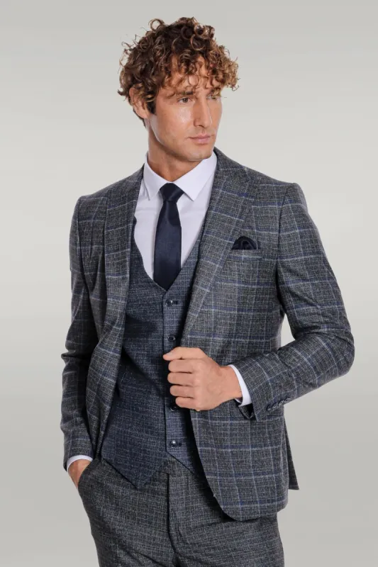 Slim Fit Checked Patterned Black Men Suit - Wessi sold by Wessi