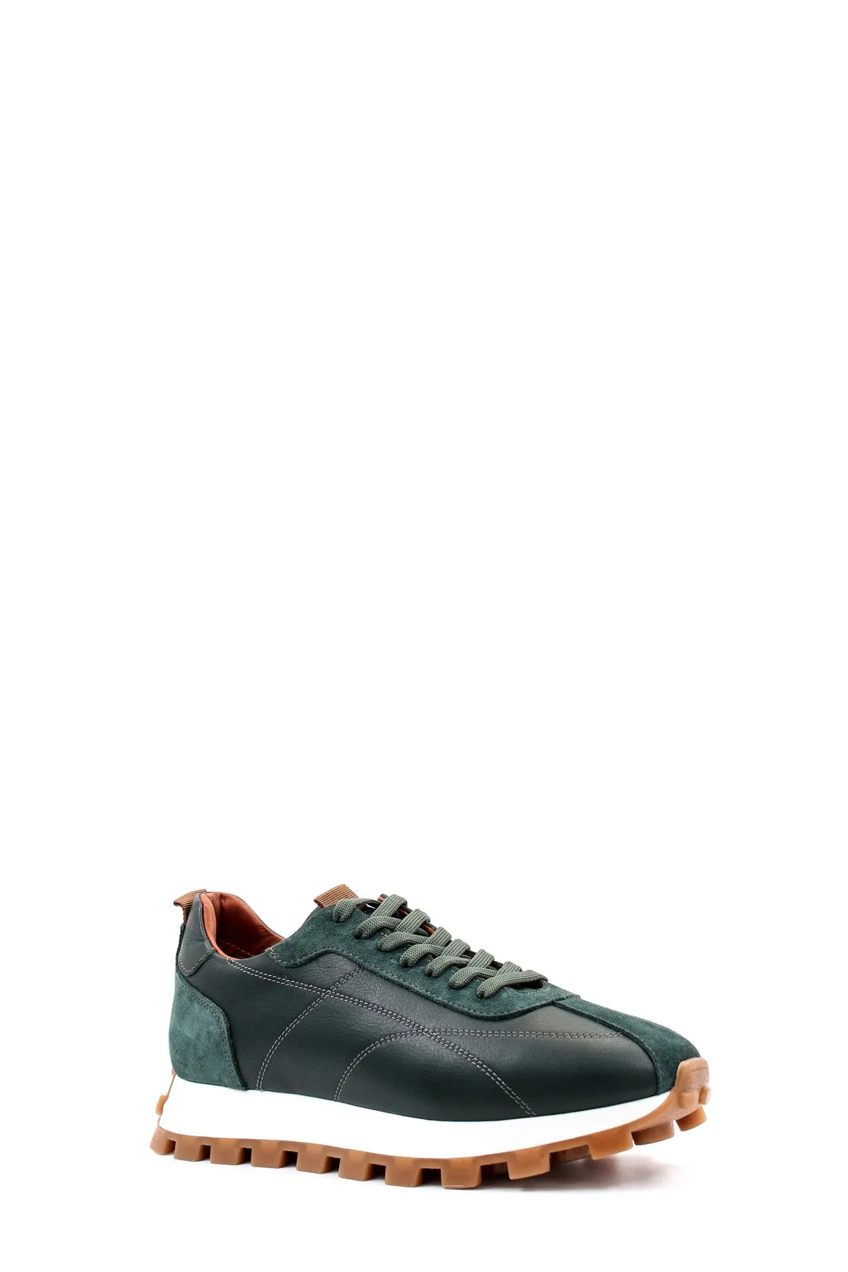 Men's Green and Brown Casual Sneakers with Suede and Leather Upper - Wessi sold by Wessi product image thumbnail 3