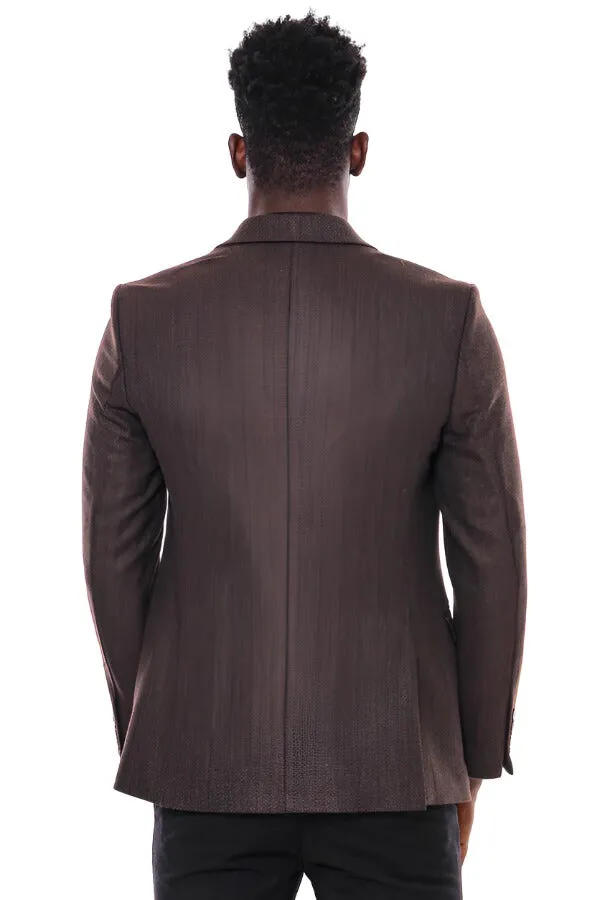 Slim Fit Patterned Brown Men Blazer - Wessi sold by Wessi product image thumbnail 4