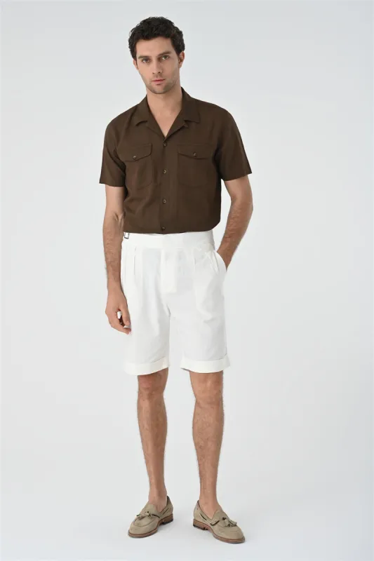 Men's Brown Camp Collar Pocket Detailed  Shirt - Wessi sold by Wessi