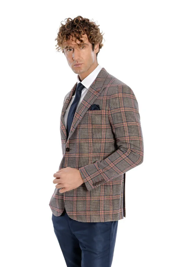 Checked Navy Blue Men Blazer - Wessi sold by Wessi product image thumbnail 5