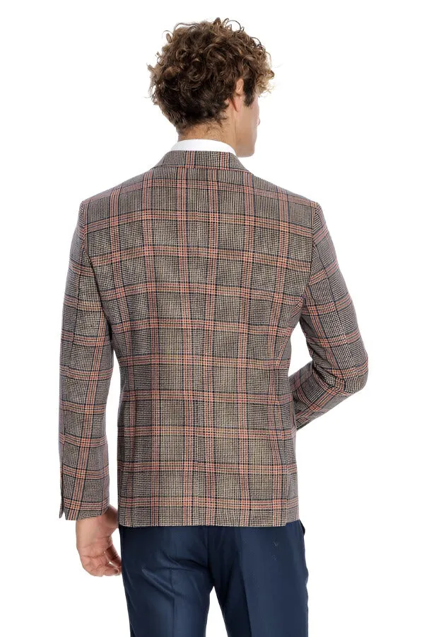 Checked Navy Blue Men Blazer - Wessi sold by Wessi product image thumbnail 4