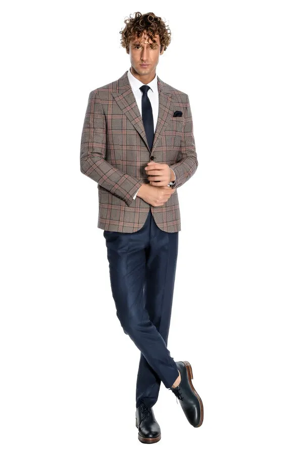 Checked Navy Blue Men Blazer - Wessi sold by Wessi product image thumbnail 2