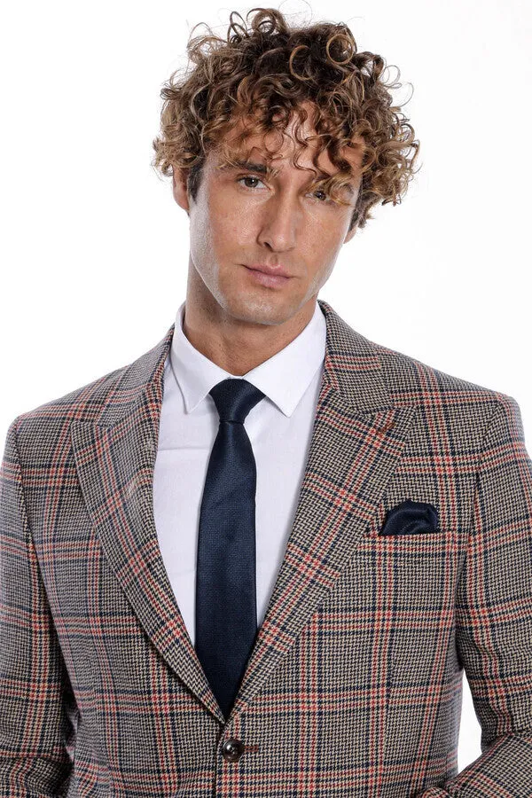 Checked Navy Blue Men Blazer - Wessi sold by Wessi product image thumbnail 3