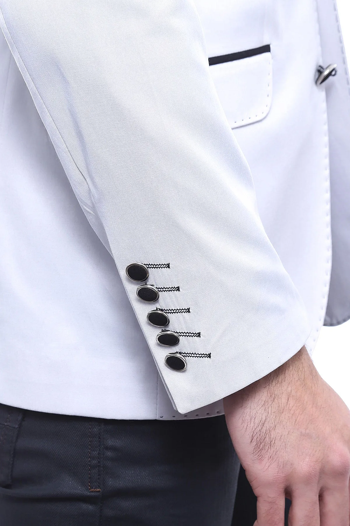 Double Button Mono Lapel Crested Cream Jacket-Wessi sold by Wessi product image thumbnail 5