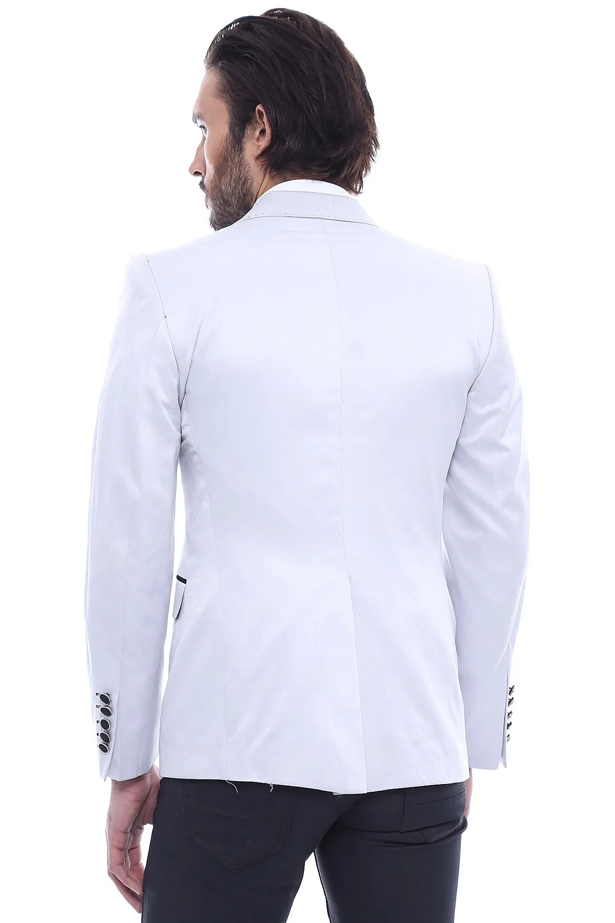 Double Button Mono Lapel Crested Cream Jacket-Wessi sold by Wessi product image thumbnail 4