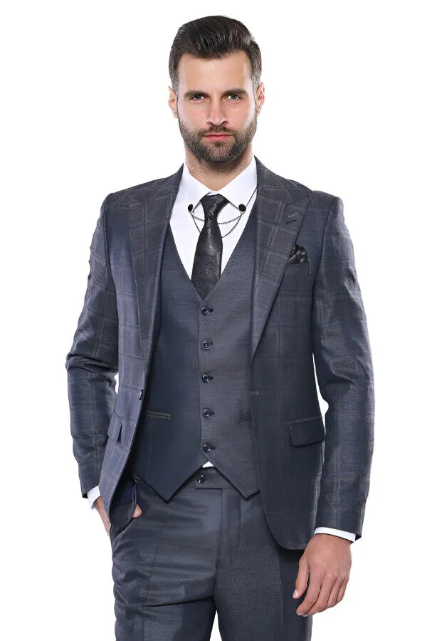 Navy Patterned Vested Suit | Wessi sold by Wessi product image thumbnail 5