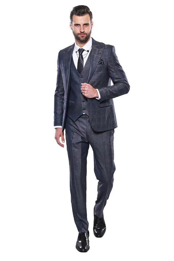 Navy Patterned Vested Suit | Wessi sold by Wessi product image thumbnail 2
