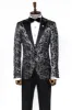 Floral Patterned Peak Lapel Smoked Men Dinner Party Blazer - Wessi sold by Wessi
