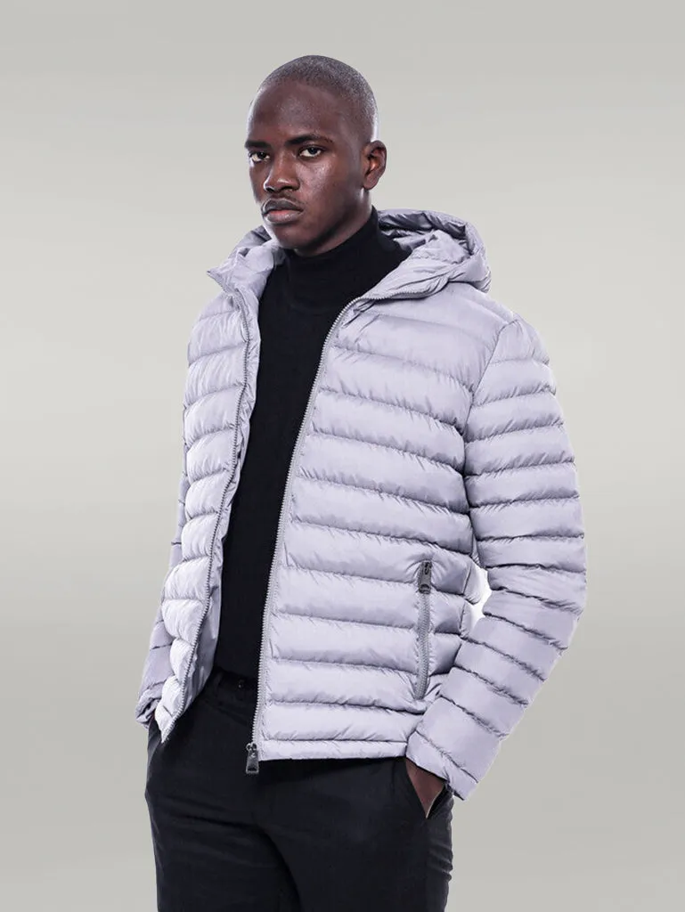 Hooded Quilted Grey Men Coat - Wessi sold by Wessi product image thumbnail 5