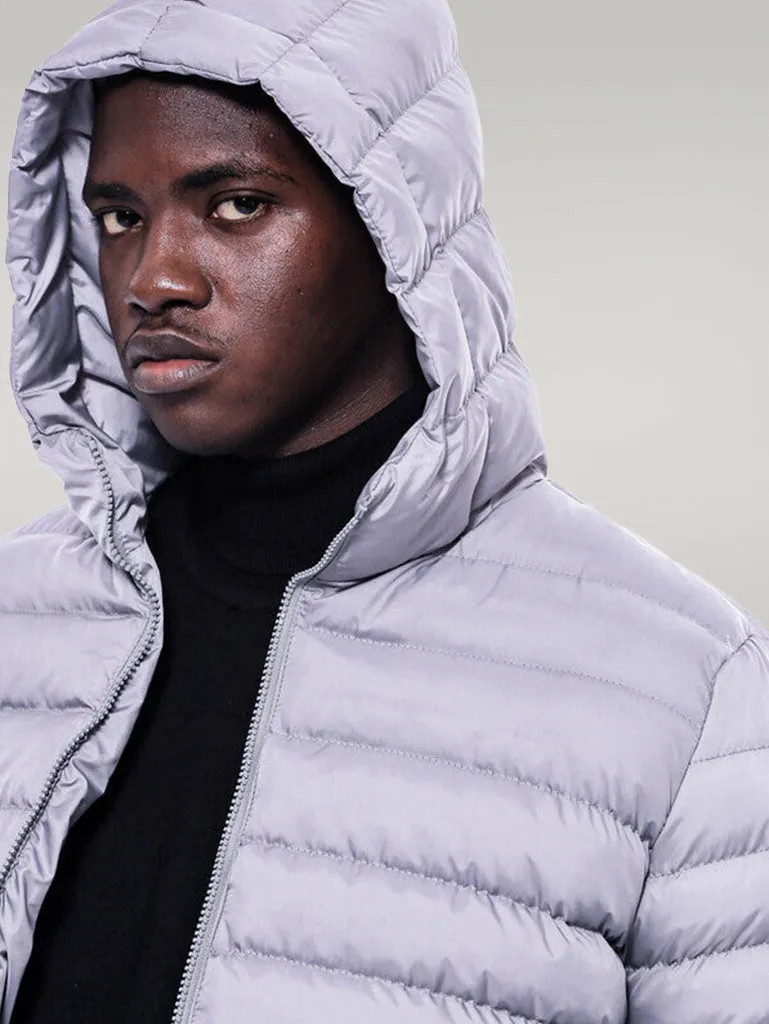Hooded Quilted Grey Men Coat - Wessi sold by Wessi product image thumbnail 2