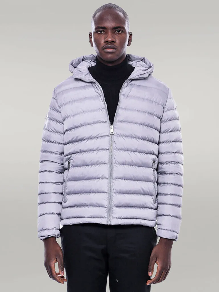 Hooded Quilted Grey Men Coat - Wessi sold by Wessi product image thumbnail 3
