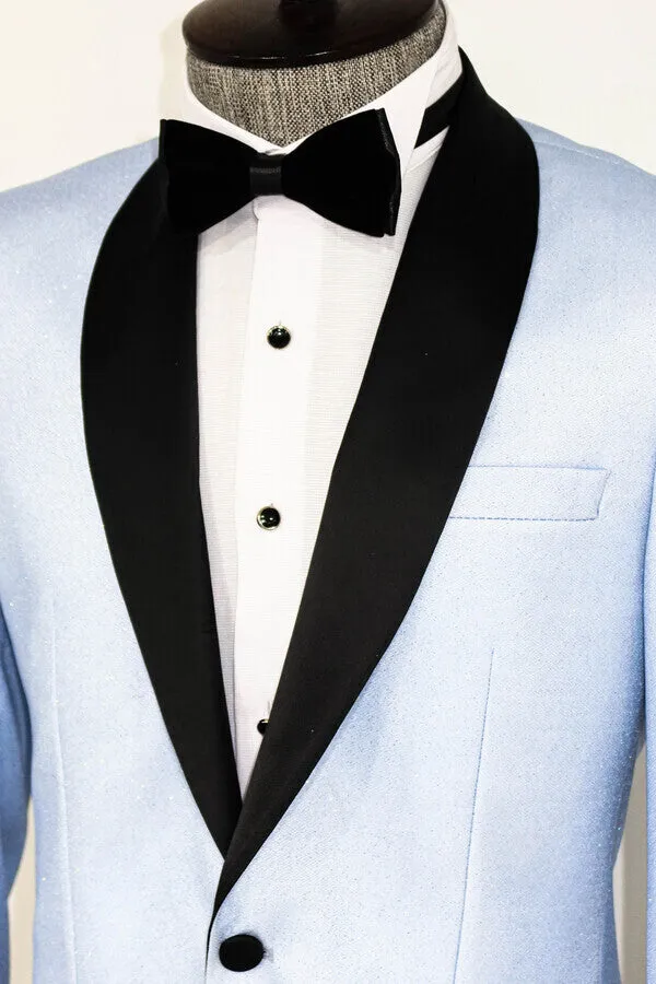 Shawl Lapel Sky Blue Men Wedding Groom Blazer - Wessi sold by Wessi product image thumbnail 2