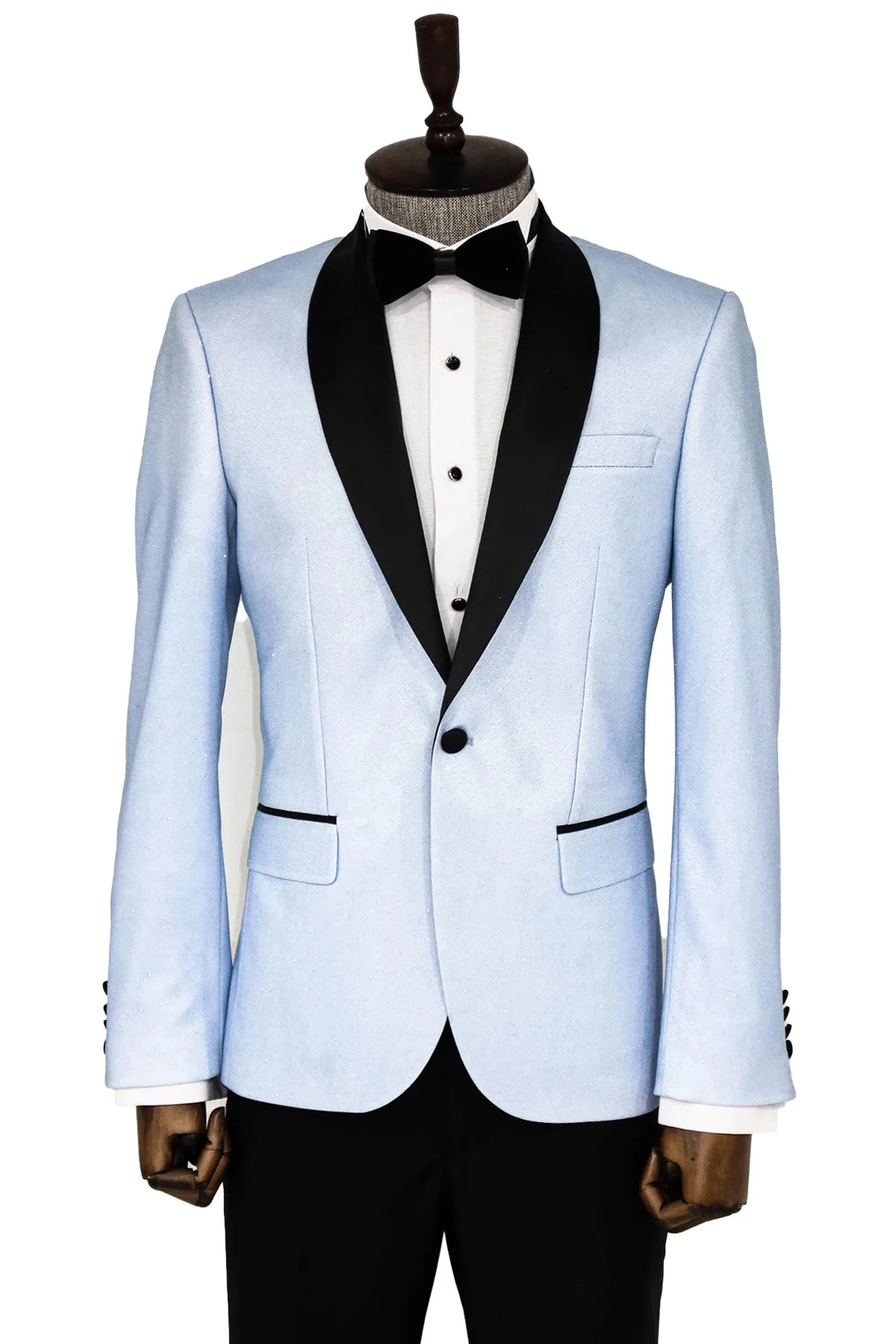 Shawl Lapel Sky Blue Men Wedding Groom Blazer - Wessi sold by Wessi