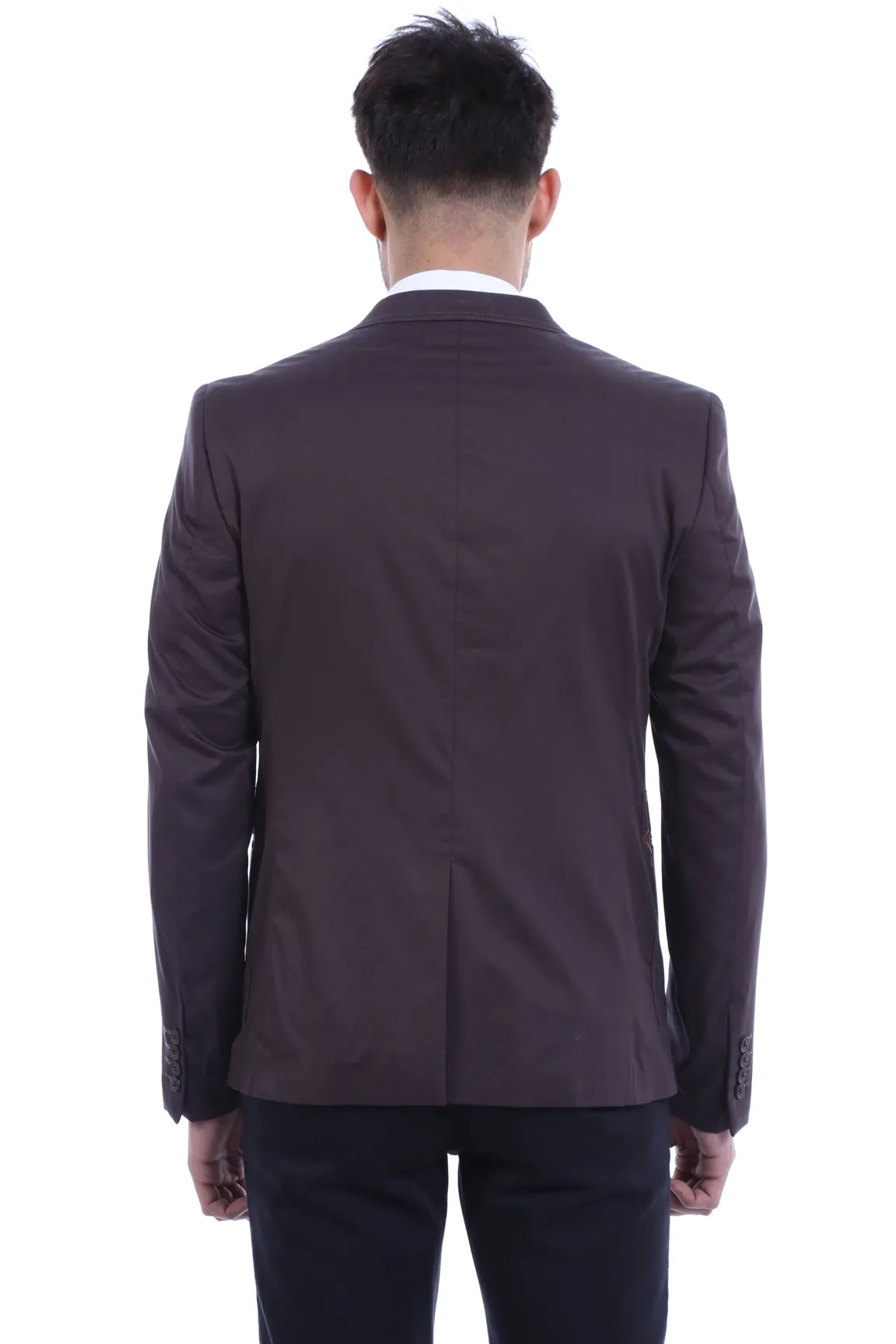 Double Button Mono Lapel Bag Pocket Cotton Brown Jacket-Wessi sold by Wessi product image thumbnail 3