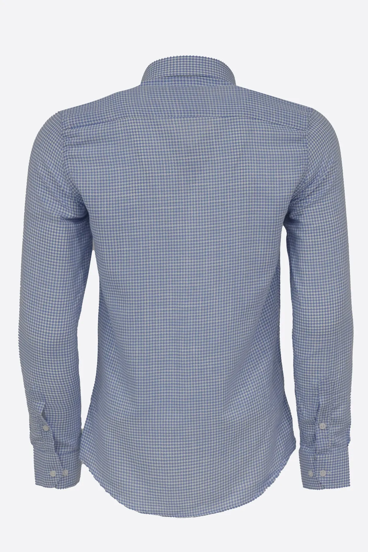 Houndstooth Pattern Sky Blue Men Shirt - Wessi sold by Wessi product image thumbnail 5