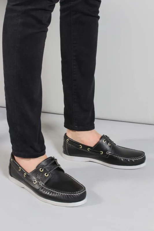 Black Leather Boat Shoes Wessi sold by Wessi