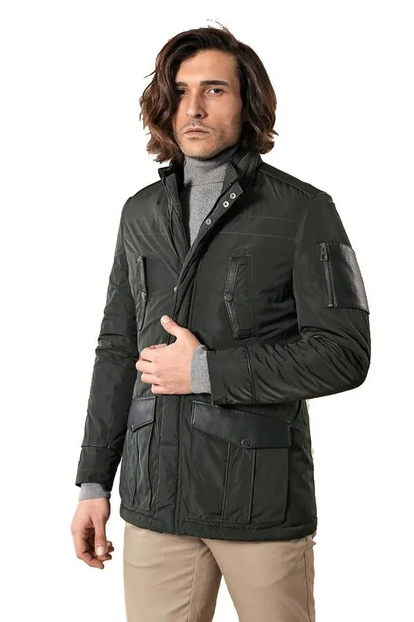 Leather Modeled Green Slim Fit Quilted Jacket - Wessi sold by Wessi
