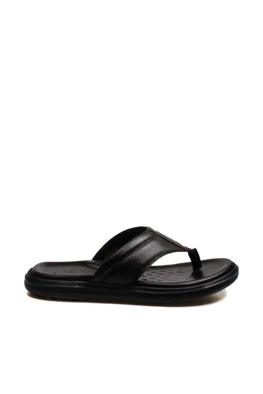 Men's Black Leather Flip-Flop Sandals-Wessi sold by Wessi